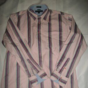 Tommy Hilfiger 8o's 2 Ply Shirt Men's SIZE LARGE Multi Color Stripes VERY FUN